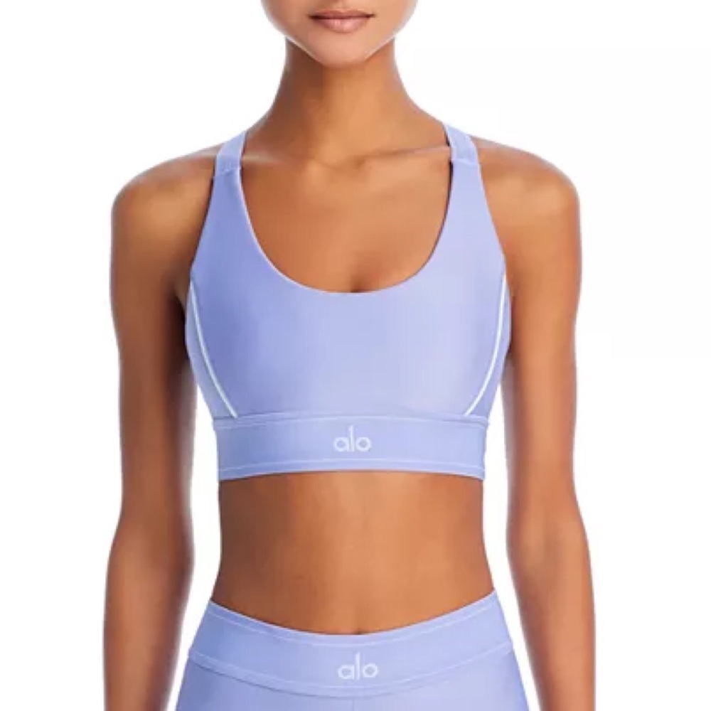 Alo Yoga Airlift Suit Up Bra Lilac Blue/White S